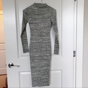 Form Fitting High Neck Midi Dress